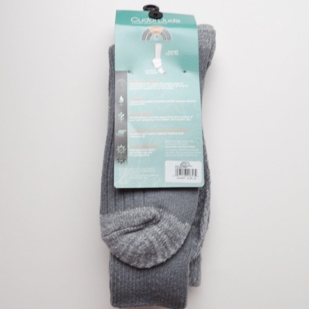 Cuddl Duds Mens ClimateSmart Plushfill Crew Socks 2 Pairs Grey & Pattern - Picture 6 of 6